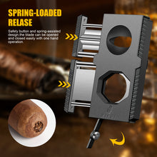 Load image into Gallery viewer, XIFEI Cigar Cutter V-Cut Guillotine 3 in 1 Straight Cut V Cutter with Cigar Punch Stainless Steel Blade Ergonomic Design Secure-Lock Cigar Clipper,Cuts Up to 60 Ring Gauge Cigars