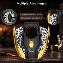Load image into Gallery viewer, FANKAI Cigar Cutter, Double Guillotine, Stainless Steel Blades, Spring-loaded, Cutting Up to 62 Ring Gauge Cigars