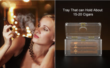 Load image into Gallery viewer, TISFA Acrylic Cigar Humidor with Humidifier and Hygrometer, Desktop Cigar Case Box That can Hold About 15-20 Cigars