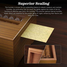 Load image into Gallery viewer, TISFA Wooden Humidor, Glass Top Cigar Box with Digital Hygrometer, Adjustable Humidifier, Accessories Drawer, Holds Up to 30 Cigars