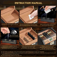Load image into Gallery viewer, KEJIAR Cedar Wood Lined Humidor for 45-60 Cigars, Acrylic Top Cigar Box with Lock, Digital Hygrometer 2 Adjustable Humidifiers Drawer Cedar Tray Divider, Desktop Cigar Storage Case